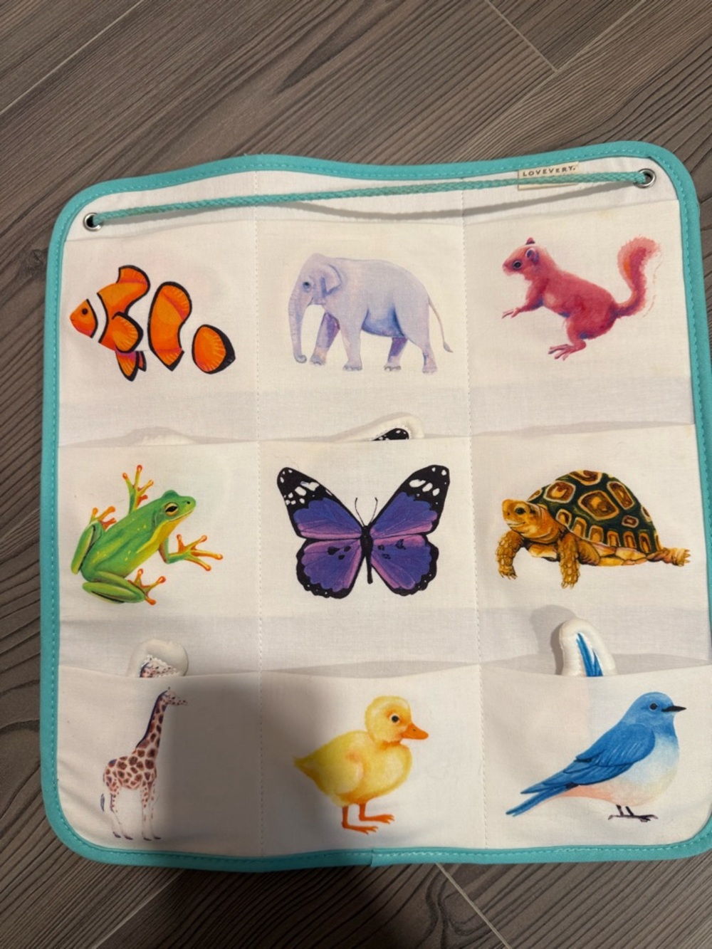 Lovevery Kids Animal Matching Activity Mat - Teal Trim